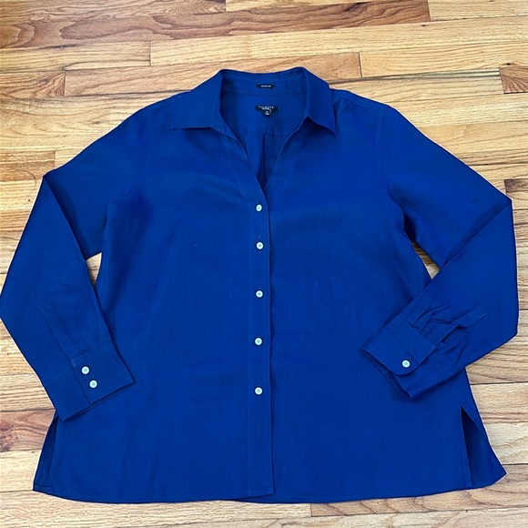 Talbots 100% Linen Tunic Blouse Sz 14 - Picture 1 of 7